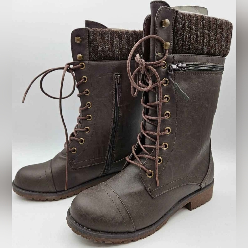 NWT Daily Shoes Bonus-01 Stylish Brown Lace-Up Combat Boots